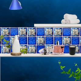 Azulejo Luna de plata de cosecha mexicana y sol sobre cerá