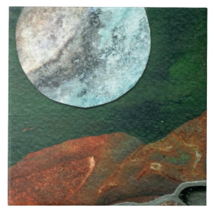 Azulejo Luna del hielo de la ciencia ficción en órbita