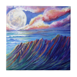Azulejo Luna Llena sobre el valle de Kauai Kalalau