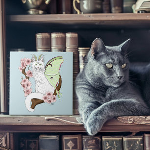 Azulejo Luna Luna Verde Gato Blanco