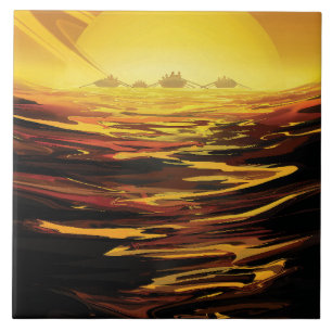 Azulejo Luna más grande de Titán en el planeta Saturno