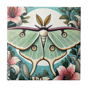 Azulejo Luna Moth ilustracion lilies luna mes