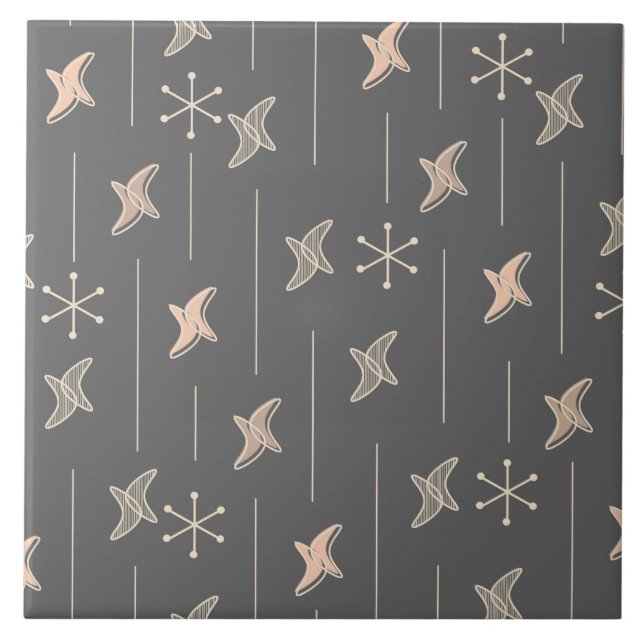 Azulejo Luna y estrellas de la era atómica (carbón vegetal (Frente)