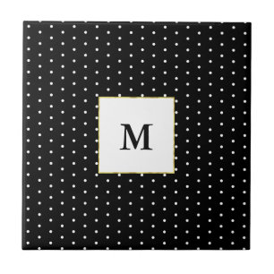 Azulejo Lunar blanco y negro con monograma de encargo
