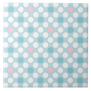 Azulejo Lunares blancos rosa azul retro