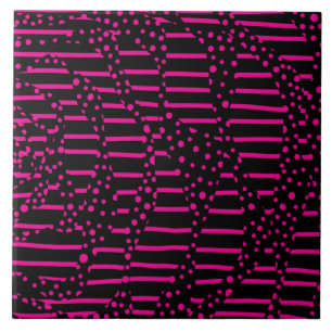 Azulejo Lunares y Rayas 2 - Magenta y Negro
