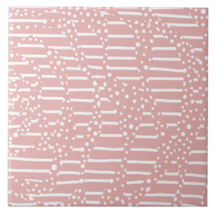 Azulejo Lunares y Rayas 2 - Rosa y Blanco 