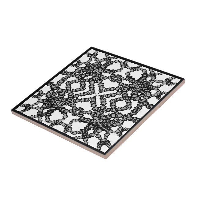 Azulejo Lunas Grises En Cajas Negras Arte Moderno (Lado)