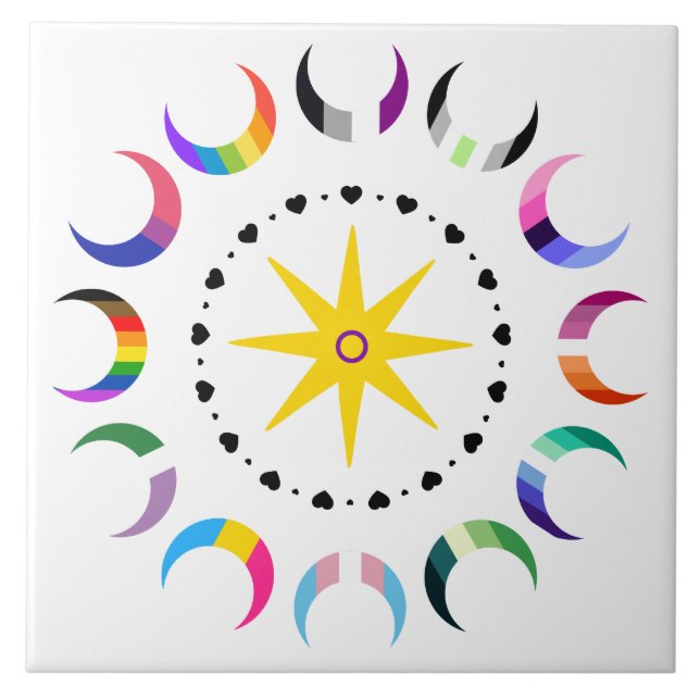 Azulejo Lunas Orgullosas de Crescent Queer (Frente)