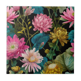 Azulejo Lush Exotic Leaves BOHO Tropical Pattern Botanical