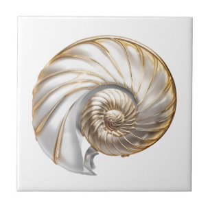 Azulejo Lustre de perla de caracol nautilus 3D playa mar