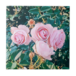 Azulejo luxe romantic flowers botanical wallpaper