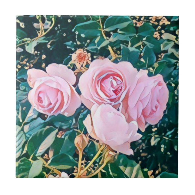 Azulejo luxe romantic flowers botanical wallpaper (Frente)