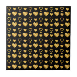 Azulejo Luxury Black Gold Foil Hearts 