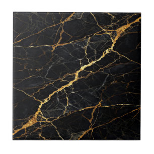 Azulejo Luxury Black Marble Gold Monogram Business Brand