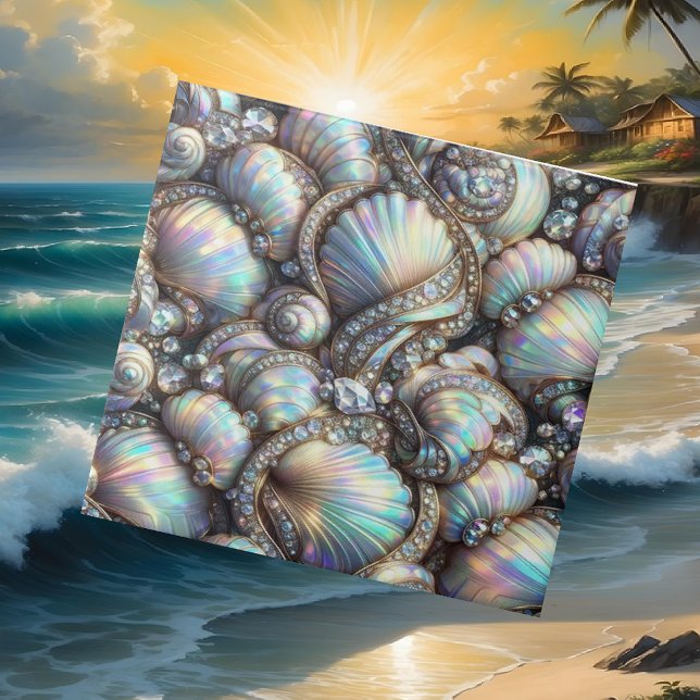 Azulejo Luxury Coastal Decor | Diamonds and Seashells  (Subido por el creador)