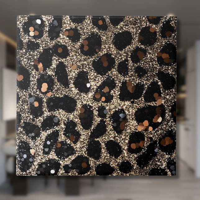 Azulejo Luxury Glitter Brown Black Gold Leopard Pattern (Subido por el creador)