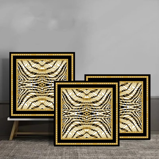 Azulejo Luxury Gold and Black Abstract Zebra Pattern (Subido por el creador)