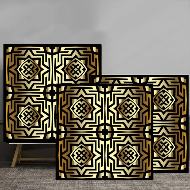 Azulejo Luxury Gold and Black Greek Geometric Pattern (Subido por el creador)