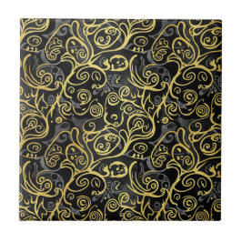 Azulejo Luxury Gold Leaf Storybook Black Silver