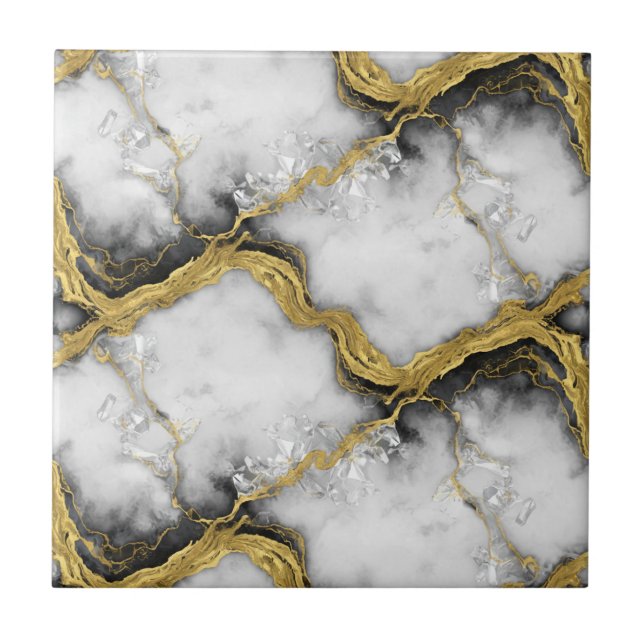 Azulejo Luxury Liquid Gold White Marble Elegant (Frente)
