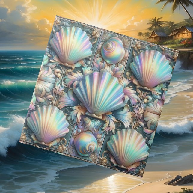 Azulejo Luxury Nautical Decor | Opal Seashells Beach House (Subido por el creador)