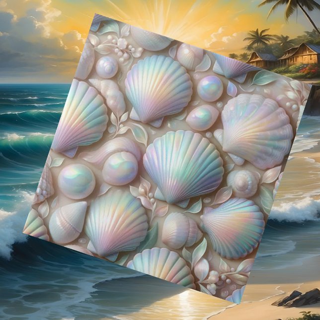 Azulejo Luxury Nautical Decor | Opal Seashells Beach House (Subido por el creador)