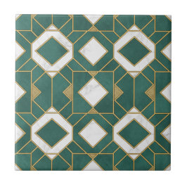 Azulejo Luxury Teal and Gold Art Deco Geometric Seamless