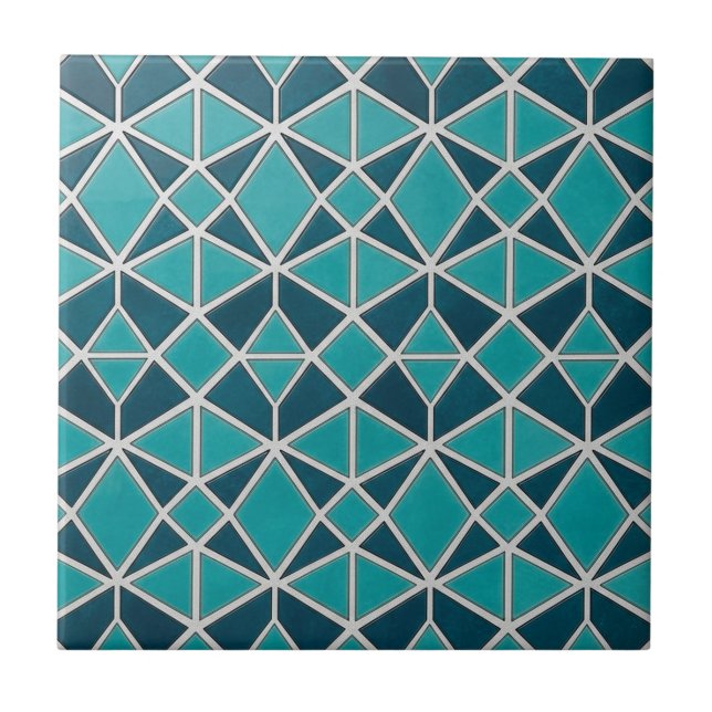 Azulejo Luxury Turquoise Geometric Diamond Mosaic Tile (Frente)