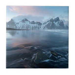 Azulejo Luz asombrosa en Islandia el Stokksnes,