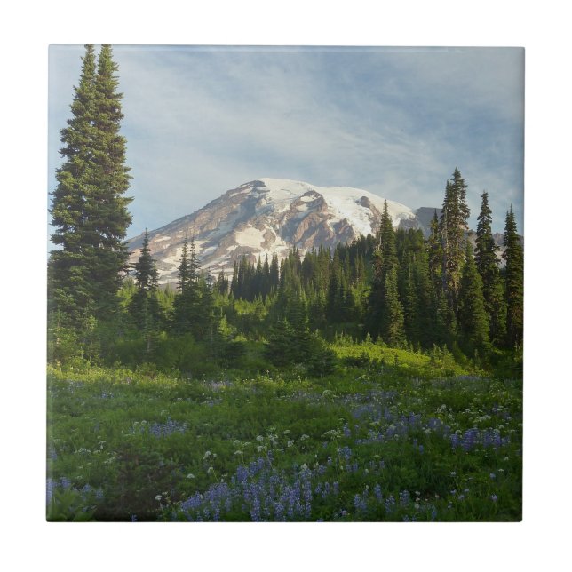 Azulejo Luz de la mañana en el Monte Rainier (Frente)