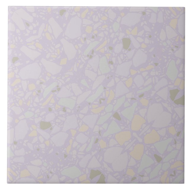 Azulejo Luz tamizada Efecto terrazo simple morado moderno (Frente)
