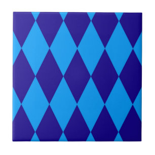 Azulejo Luz y oscuro azul rombo de arlequín a cuadros