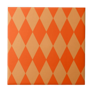 Azulejo Luz y oscuro naranja rombo de arlequín a cuadros