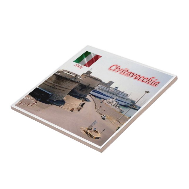 Azulejo LZO014 CIVITAVECCHIA, Forte Michelangelo, Puerto, (Lado)