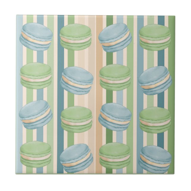 Azulejo Macaron Light Blue and Soft Olive Green (Frente)