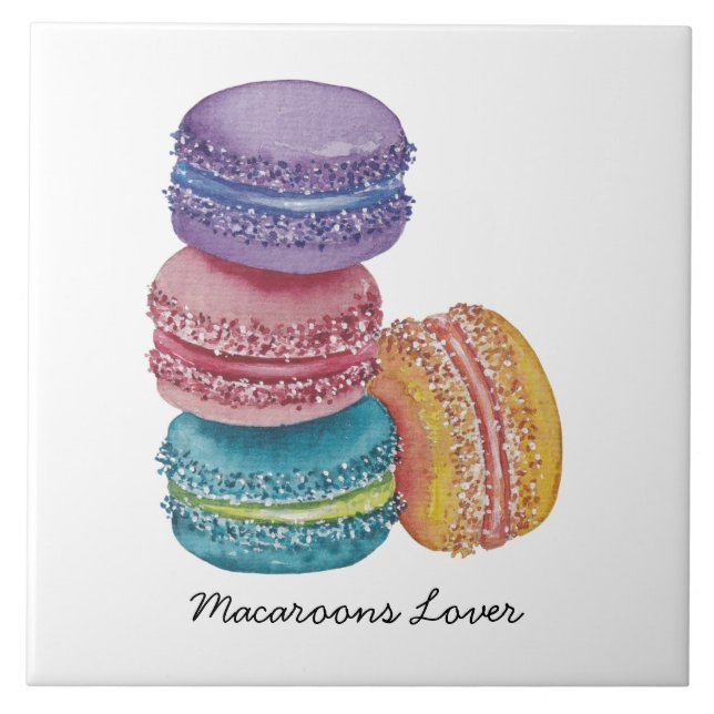 Azulejo Macarones De Arcoiris Cuidados En Acuarela (Frente)