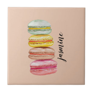 Azulejo Macarones franceses de color acuático pintado a ma