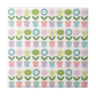 Azulejo Maceteros de flores pastel adorables