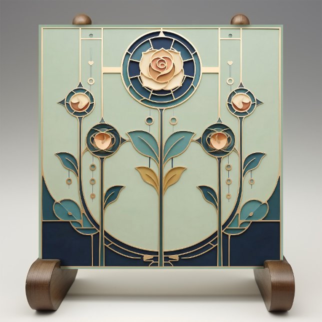 Azulejo Mackintosh Art Deco Abstract Floral Wall Decor Cer (Subido por el creador)