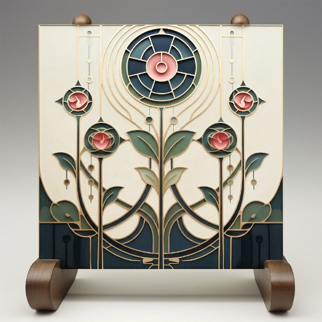 Azulejo Mackintosh Art Deco Abstract Floral Wall Decor Cer (Subido por el creador)