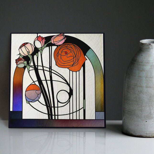 Azulejo Mackintosh Art Deco Resumen Decoración Floral de p (Subido por el creador)