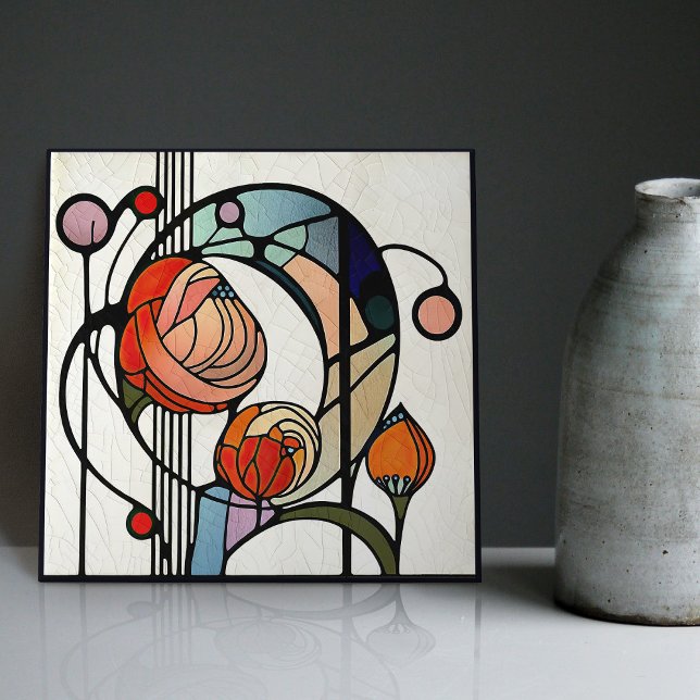 Azulejo Mackintosh Art Deco Resumen Decoración Floral de p (Subido por el creador)