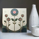 Azulejo Mackintosh Art Deco Resumen Decoración Floral Muro<br><div class="desc">Este azulejo cerámico presenta formas geométricas audaces y patrones florales intrincados que recuerdan al estilo icónico de Mackintosh. Era un destacado arquitecto, diseñador y artista escocés del movimiento Art Nouveau. Su trabajo se caracteriza por líneas limpias, formas geométricas y un fuerte sentido de simetría. Estos elementos están muy bien representados...</div>