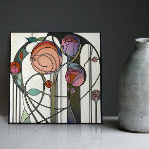 Azulejo Mackintosh Art Deco Resumen Decoración Floral Muro