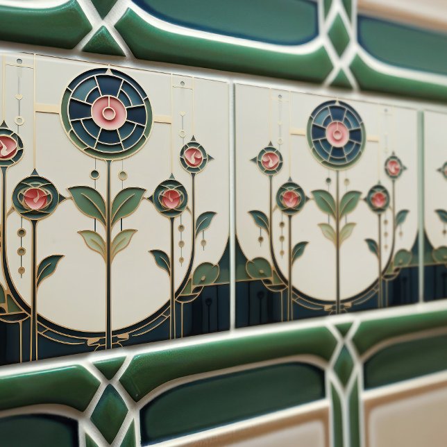Azulejo Mackintosh Art Deco Resumen Decoración Floral Muro (Subido por el creador)