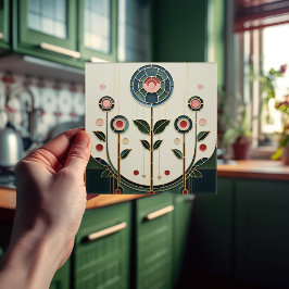 Azulejo Mackintosh Art Deco Resumen Decoración Floral Muro