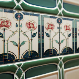 Azulejo Mackintosh Art Deco Resumen Decoración Floral Muro