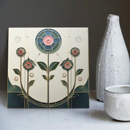 Azulejo Mackintosh Art Deco Resumen Decoración Floral Muro