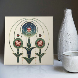 Azulejo Mackintosh Art Deco Resumen Decoración Floral Muro